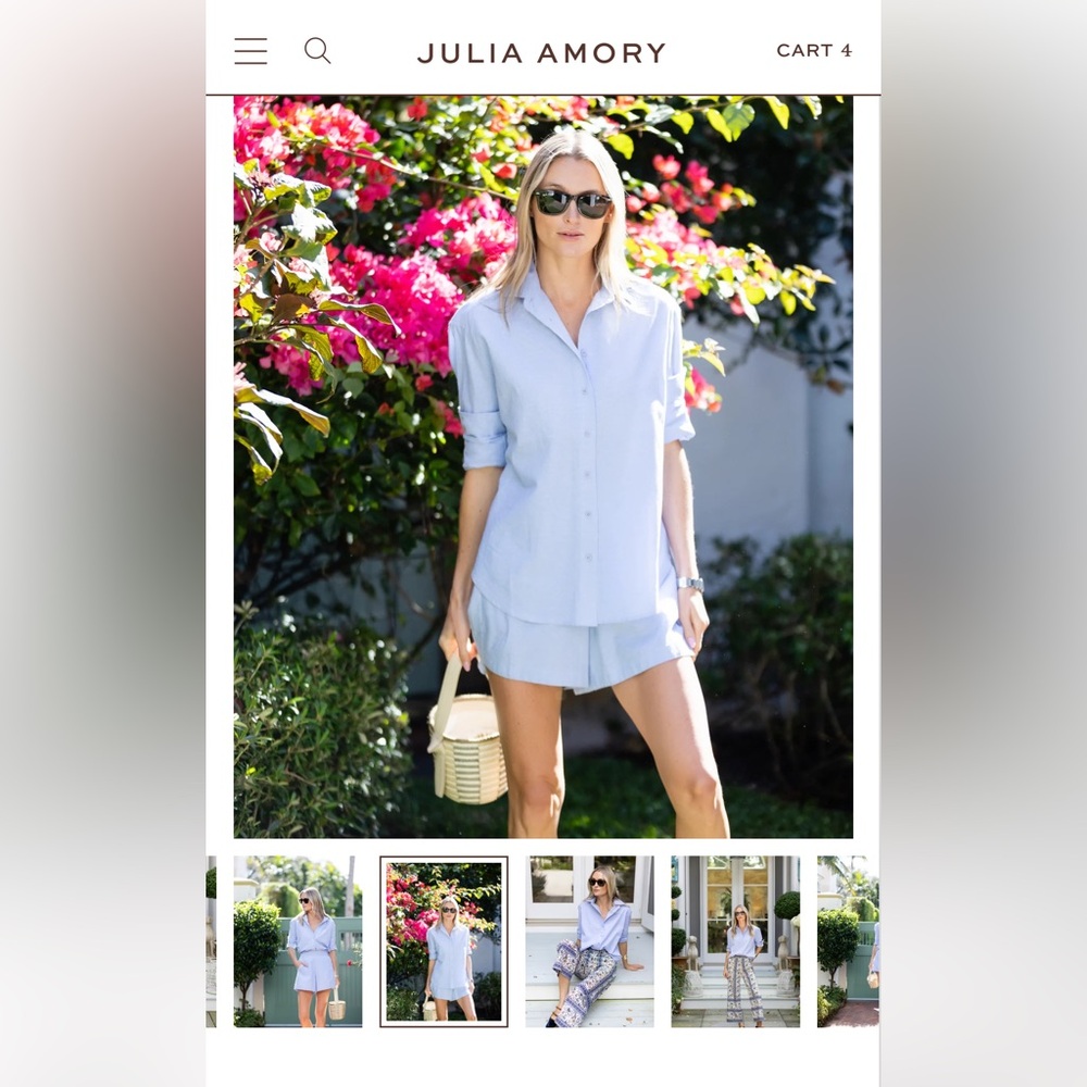 Julia Amory Blue Oxford Cabana Shorts Small New With Tags! - Picture 3 of 13